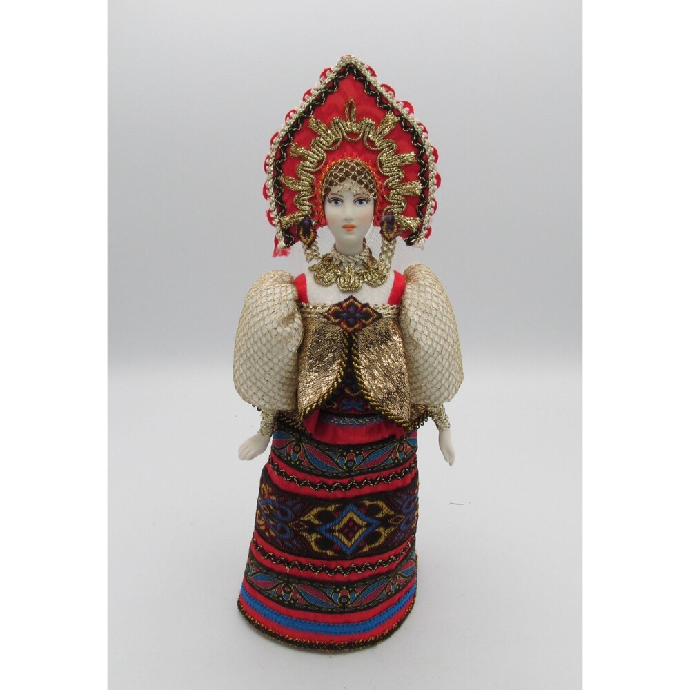 Russian Porcelain Cone Doll Porcelain Biscuit 11 inches Beautiful hand Painted